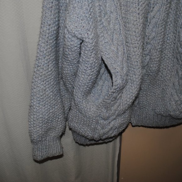 Hand Knit Heavy Thick Wool Jacket Womens Zipper Cable Chunky - Picture 5 of 13